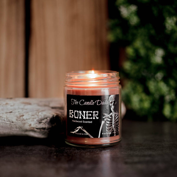 Boner - Hardwood Scented - Funny Halloween 6 Oz Jar Candle - 40 Hour Burn Time - The Candle Daddy