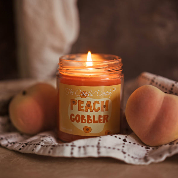 Peach Gobbler - Delicious Peach Scented - Funny 6 Oz Jar Candle - 40 Hour Burn Time - The Candle Daddy