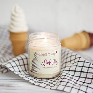 Lick Me - Vanilla Waffle Cone Scented - Funny 6 Oz Jar Candle - 40 Hour Burn Time - The Candle Daddy