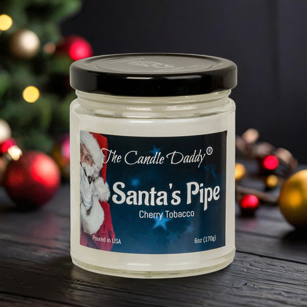 Santas Pipe Holiday Candle - Funny Cherry Tobacco Scented Candle - Funny Holiday Candle for Christmas, New Years - Long Burn Time, Holiday Fragrance, Hand Poured in USA - 6oz