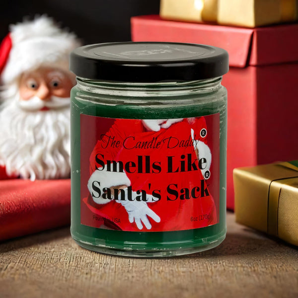 Smells Like Santas Sack Holiday Candle - Apple Maple Bourbon Scented Candle - Funny Holiday Candle for Christmas, New Years - Long Burn Time, Holiday Fragrance, Hand Poured in USA - 6oz