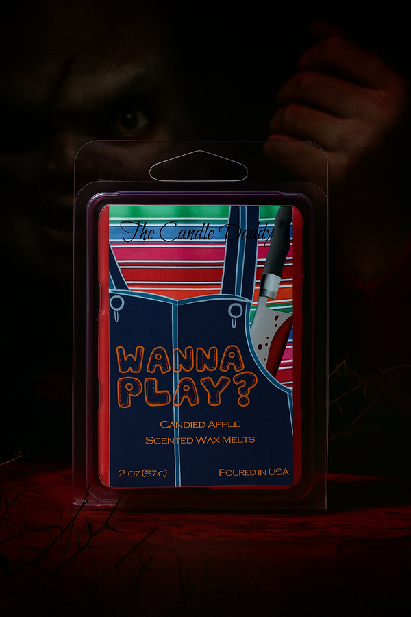 Wanna Play? - Scary Candy Apple Scented Horror Movie Wax Melt - 1 Pack - 2 Ounces - 6 Cubes