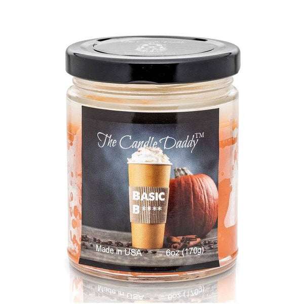 Basic Bitch - Funny Pumpkin Spice Latte Jar Candle 6 Ounce - 40 Hour Burn - Hand poured in Indiana.