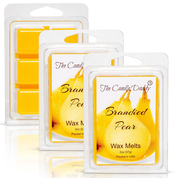 Brandied Pear - Sweet Pear and Cask Aged Brandy Scented Melt- Maximum Scent Wax Cubes/Melts- 1 Pack -2 Ounces- 6 Cubes - The Candle Daddy