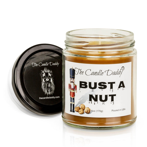 Bust A Nut Holiday Candle - Funny Banana Nut Bread Scented Candle - Funny Holiday Candle for Christmas, New Years - Long Burn Time, Holiday Fragrance, Hand Poured in USA - 6oz - The Candle Daddy