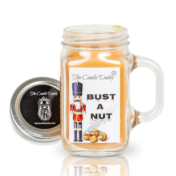 Bust A Nut - Banana Nut Bread Scented & Hazelnut Vanilla 10.5 Ounce Mason Jar Candle - Poured In The USA - The Candle Daddy