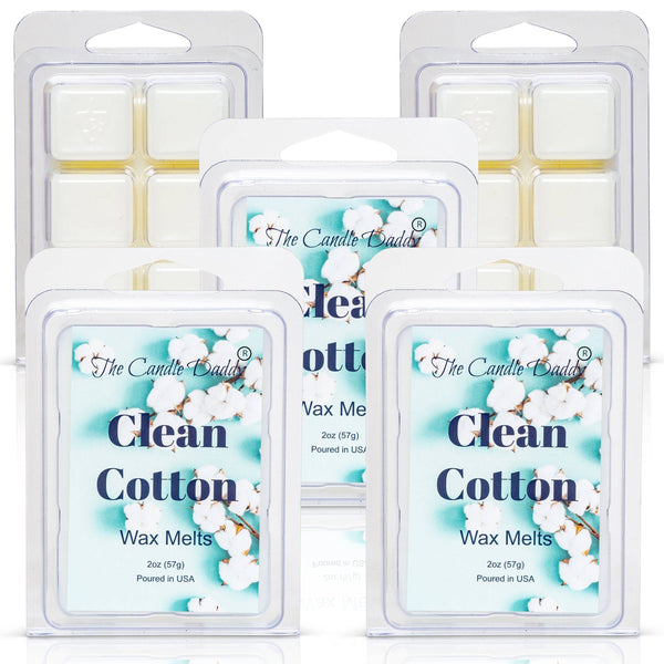 Clean Cotton- Fresh, Calming Cotton Scented Melt- Maximum Scent Wax Cubes/Melts- 1 Pack -2 Ounces- 6 Cubes - The Candle Daddy