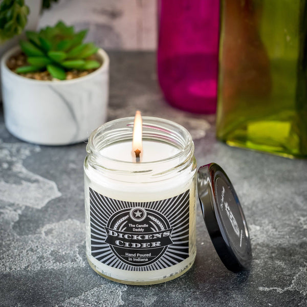 Dickens Cider- Apple Bourbon Cider Scented Jar Candle- 6 Ounce- 40 Hour Burn- Hand Poured in Indiana - The Candle Daddy