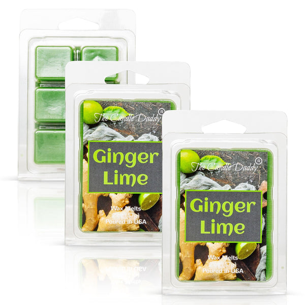 Ginger Lime - Fruity Ginger Lime Scented Melt- Maximum Scent Wax Cubes/Melts- 1 Pack -2 Ounces- 6 Cubes - The Candle Daddy