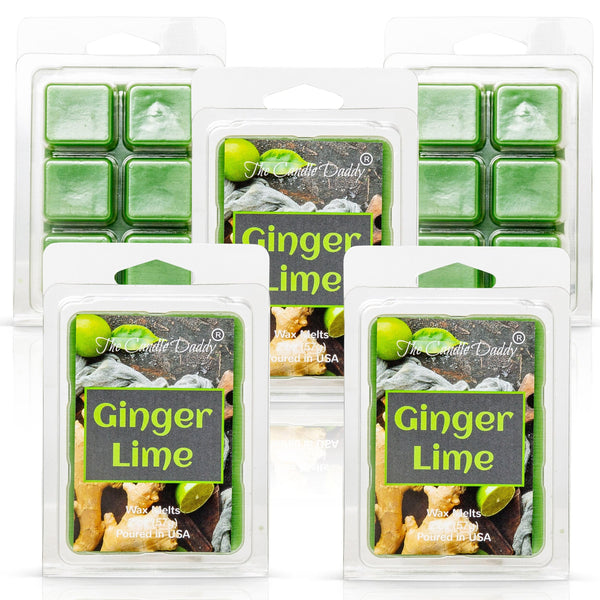 Ginger Lime - Fruity Ginger Lime Scented Melt- Maximum Scent Wax Cubes/Melts- 1 Pack -2 Ounces- 6 Cubes - The Candle Daddy