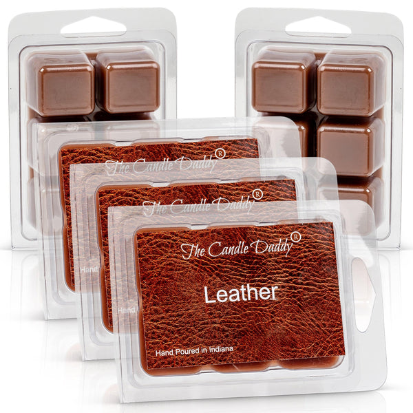 Leather Scented Melt- Maximum Scent Wax Cubes/Melts- 1 Pack -2 Ounces- 6 Cubes - The Candle Daddy