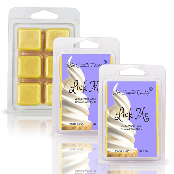 Lick Me - Vanilla Waffle Cone Ice Cream Scented Wax Melt - 1 Pack - 2 Ounces - 6 Cubes - The Candle Daddy