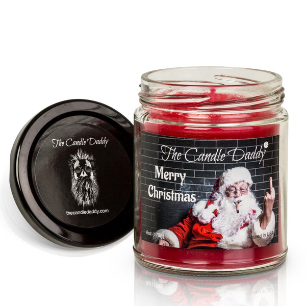 Merry Christmas (Santa Bird) Holiday Candle - Funny Christmas Day Scented Candle - Funny Holiday Candle for Christmas, New Years - Long Burn Time, Holiday Fragrance, Hand Poured in USA - 6oz - The Candle Daddy