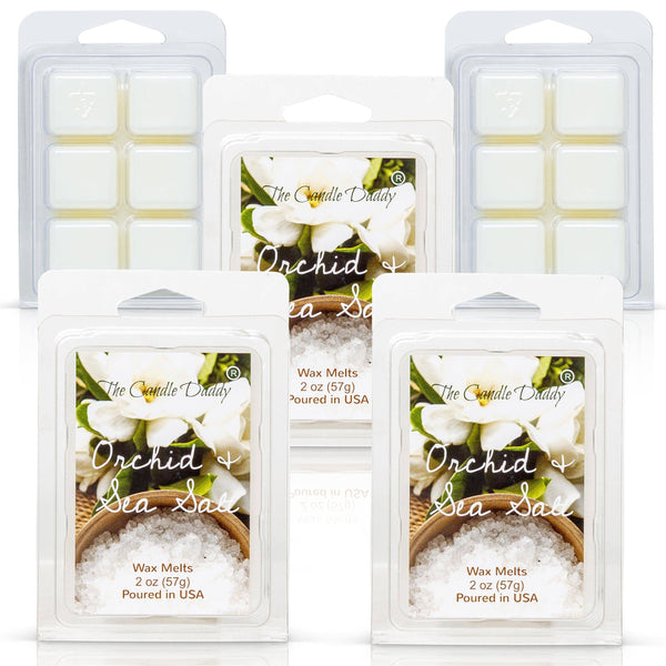 Orchid & Sea Salt - Crisp Floral Orchid & Sea Salt Scented Melt- Maximum Scent Wax Cubes/Melts- 1 Pack -2 Ounces- 6 Cubes - The Candle Daddy