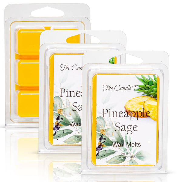 Pineapple Sage - Tropical Herbal Scented Melt- Maximum Scent Wax Cubes/Melts- 1 Pack -2 Ounces- 6 Cubes - The Candle Daddy
