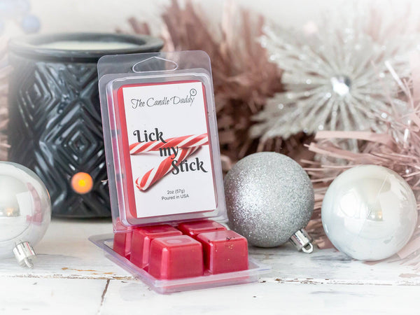 Lick My Stick - Peppermint Stick Scented Wax Melt - 1 Pack - 2 Ounce - 6 Cubes - The Candle Daddy