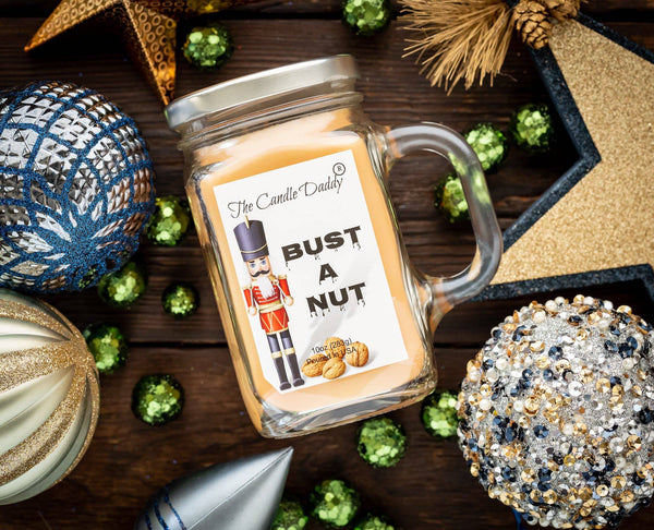 Bust A Nut - Banana Nut Bread Scented & Hazelnut Vanilla 10.5 Ounce Mason Jar Candle - Poured In The USA - The Candle Daddy