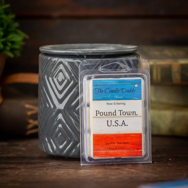 Now Entering: Pound Town, USA - Vanilla Pound Cake Scented Melt - Maximum Scent Wax Cubes/Melts - 1 Pack - 2 Ounces - 6 Cubes - The Candle Daddy