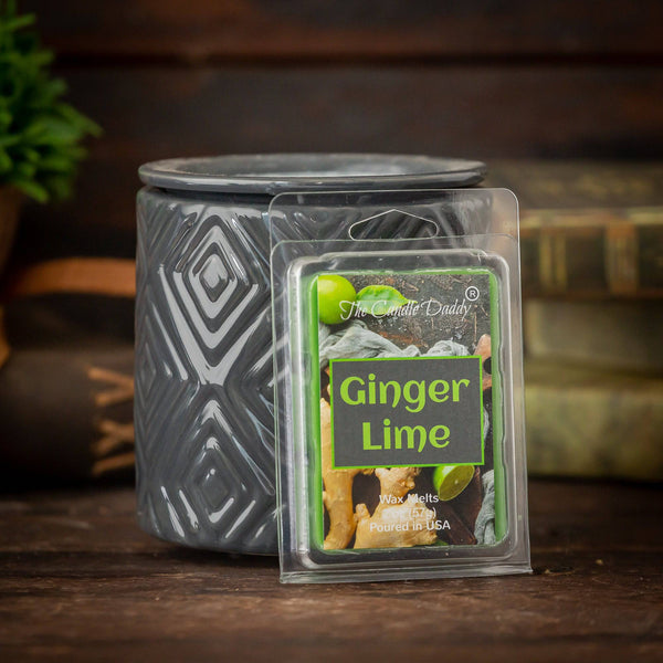 Ginger Lime - Fruity Ginger Lime Scented Melt- Maximum Scent Wax Cubes/Melts- 1 Pack -2 Ounces- 6 Cubes - The Candle Daddy