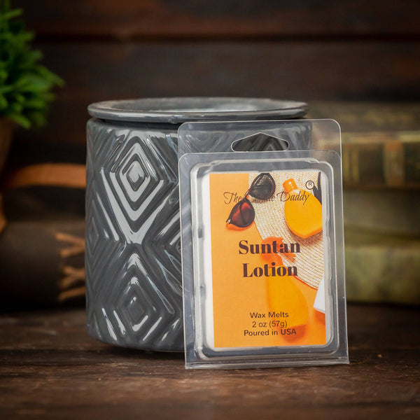 Suntan Lotion - Tropical Sun Tan Lotion Scented Melt- Maximum Scent Wax Cubes/Melts- 1 Pack -2 Ounces- 6 Cubes - The Candle Daddy
