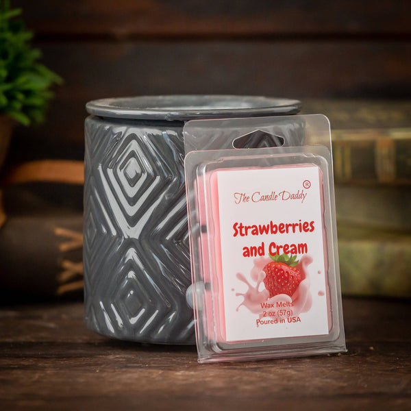 Strawberries & Cream - Sweet Strawberry with Cream Scented Melt- Maximum Scent Wax Cubes/Melts- 1 Pack -2 Ounces- 6 Cubes - The Candle Daddy