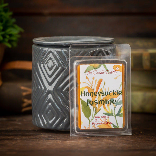 Honeysuckle Jasmine - Floral Honeysuckle & Jasmine Scented Melt- Maximum Scent Wax Cubes/Melts- 1 Pack -2 Ounces- 6 Cubes - The Candle Daddy