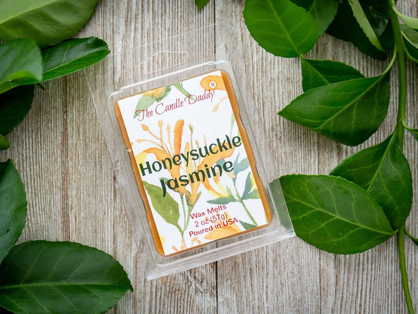 Honeysuckle Jasmine - Floral Honeysuckle & Jasmine Scented Melt- Maximum Scent Wax Cubes/Melts- 1 Pack -2 Ounces- 6 Cubes - The Candle Daddy