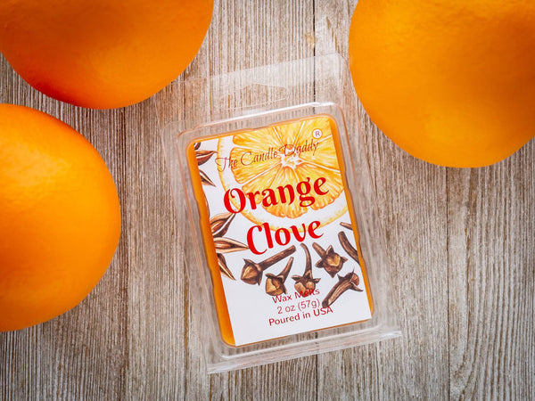Orange Clove - Spicy Orange Citrus Scented Melt- Maximum Scent Wax Cubes/Melts- 1 Pack -2 Ounces- 6 Cubes - The Candle Daddy