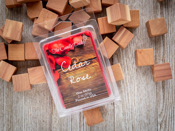 Cedar Rose - Floral Cedar Rose Champagne Scented Melt- Maximum Scent Wax Cubes/Melts- 1 Pack -2 Ounces- 6 Cubes - The Candle Daddy
