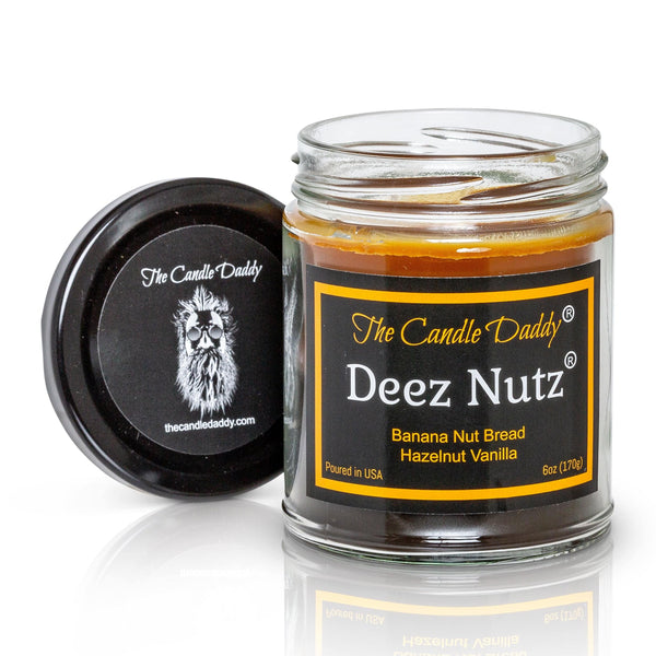 Deez Nutz Double Pour Jar Candle - 6 Ounce - 40 Hour Burn- Banana Nut Bread & Hazelnut Vanilla.