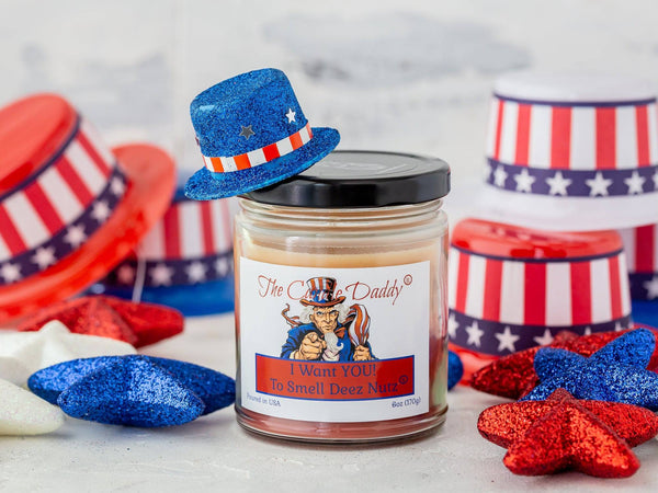 I Want You...To Smell Deez Nutz - 4th of July Edition - Banana Nut Bread SCENTED - 6 OUNCE JAR DOUBLE POUR CANDLE- 40 HOUR BURN TIME - The Candle Daddy