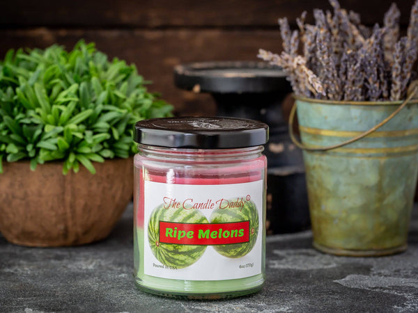 Ripe Melons - Juicy Watermelon Scented 6 Oz Jar Candle - 40 Hour Burn Time - The Candle Daddy
