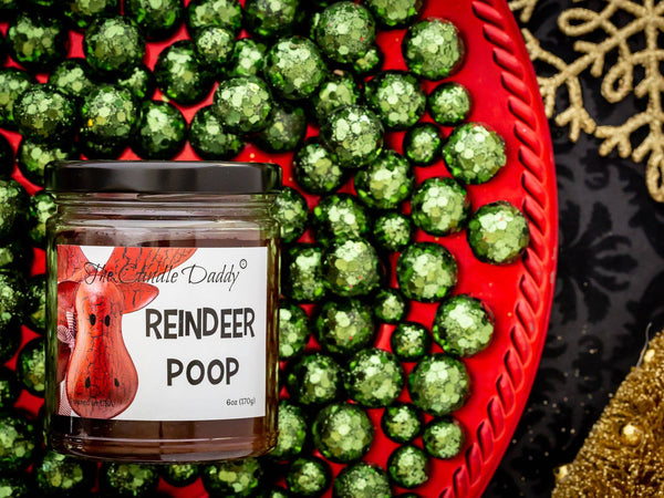 Reindeer Poop Holiday Candle - Funny Coffee Scented Candle - Funny Holiday Candle for Christmas, New Years - Long Burn Time, Holiday Fragrance, Hand Poured in USA - 6oz - The Candle Daddy