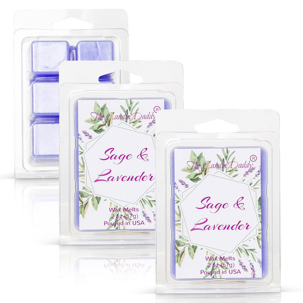 Sage and Lavender - Relaxing Sage and Lavender Scented Melt- Maximum Scent Wax Cubes/Melts- 1 Pack -2 Ounces- 6 Cubes - The Candle Daddy