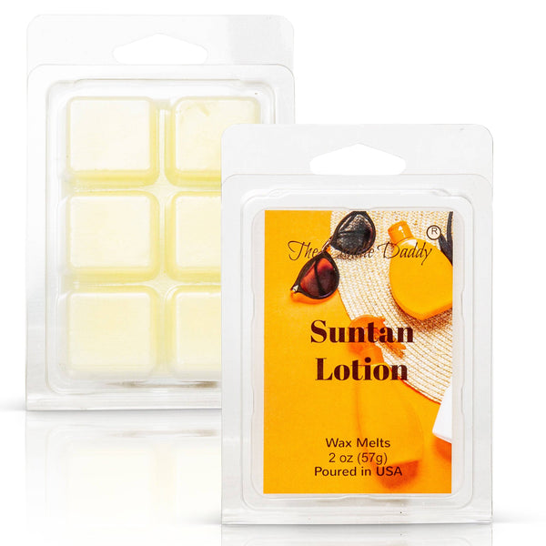 5 Pack - Suntan Lotion - Tropical Sun Tan Lotion Scented Melt- Maximum Scent Wax Cubes/Melts - 2 Ounces x 5 Packs = 10 Ounces - The Candle Daddy