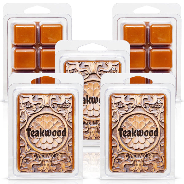 Teakwood - Rustic, Earthy, Sweet Scented Melt- Maximum Scent Wax Cubes/Melts- 1 Pack -2 Ounces- 6 Cubes - The Candle Daddy