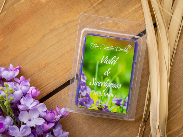 5 Pack - Violet and Sweetgrass - Wildflower and Fresh Cut Grass Scented Melt- Maximum Scent Wax Cubes/Melts - 2 Ounces x 5 Packs = 10 Ounces - The Candle Daddy