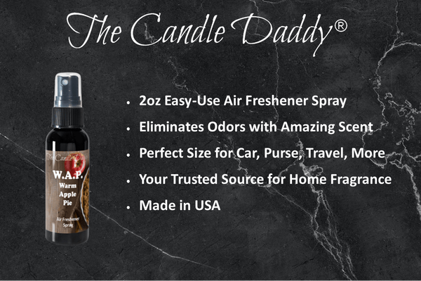 3 Pack - W.A.P. Spray - WAP Warm Apple Pie Scented - Room/Car Air Freshener Spray – (3) 2 Ounce Spray Bottles - The Candle Daddy