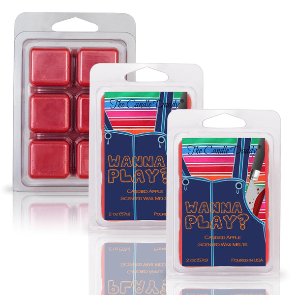 Wanna Play? - Scary Candy Apple Scented Horror Movie Wax Melt - 1 Pack - 2 Ounces - 6 Cubes - The Candle Daddy
