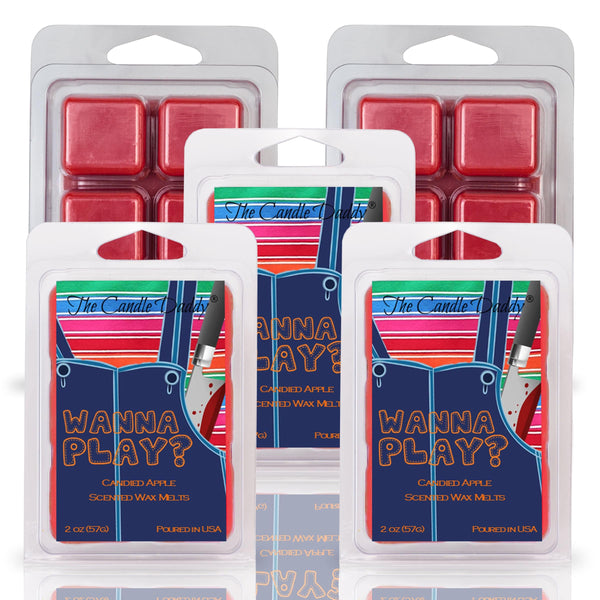 Wanna Play? - Scary Candy Apple Scented Horror Movie Wax Melt - 1 Pack - 2 Ounces - 6 Cubes - The Candle Daddy