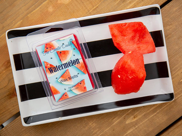 Watermelon - Sweet, Sugary Fruit Scented Melt- Maximum Scent Wax Cubes/Melts- 1 Pack -2 Ounces- 6 Cubes - The Candle Daddy