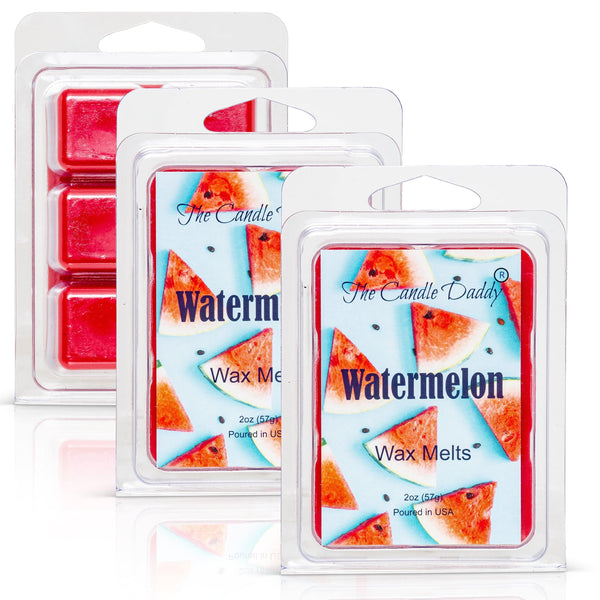 Watermelon - Sweet, Sugary Fruit Scented Melt- Maximum Scent Wax Cubes/Melts- 1 Pack -2 Ounces- 6 Cubes - The Candle Daddy