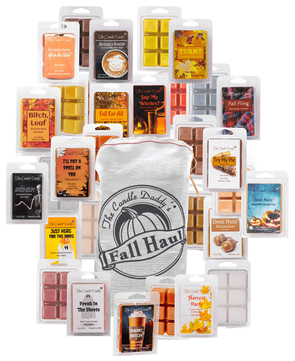 The Fall Haul - 11 Randomly Assorted Funny Fall Wax Melt in Limited Edition Collector's Bag - The Candle Daddy