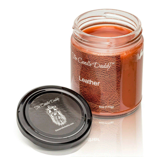 Leather Scented Candle- 6 Ounce - 40 Hour Burn.