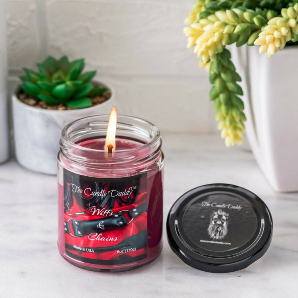 Wiffs & Chains Red Leather - 6 Ounce - 40 Hour Burn.