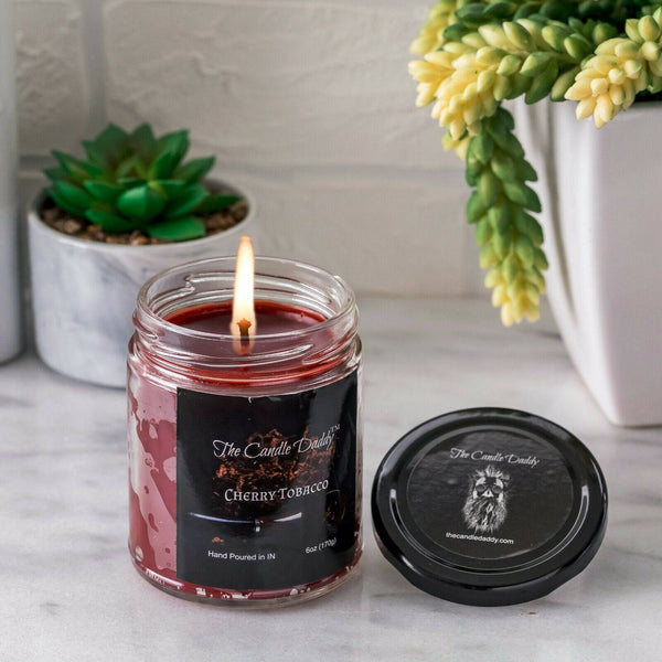 Cherry Tobacco Scented Candle - 6 Ounce - 40 Hour Burn.
