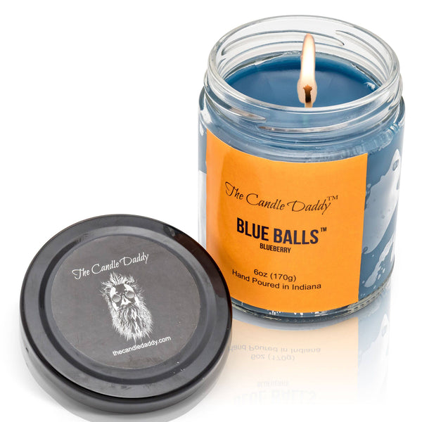 Blue Balls - Blueberry Scented Jar Candle- 6 Ounce - Hand Poured in Indiana.