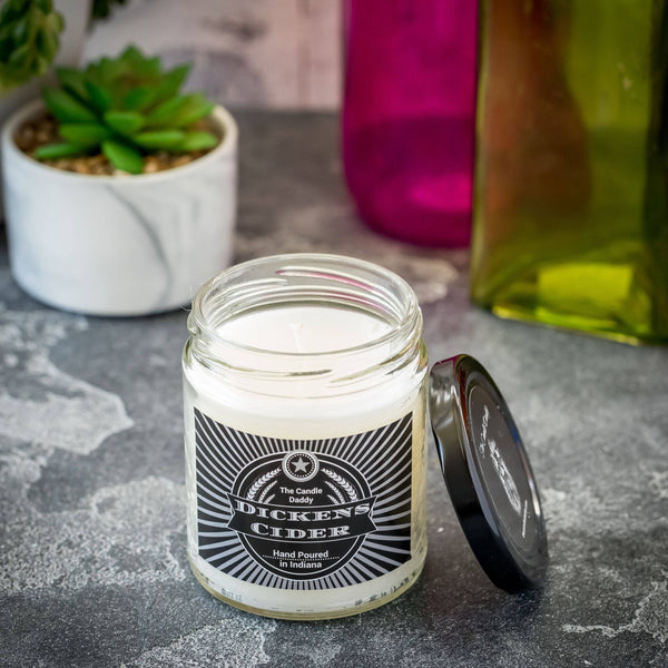 Dickens Cider- Apple Bourbon Cider Scented Jar Candle- 6 Ounce- 40 Hour Burn- Hand Poured in Indiana - The Candle Daddy