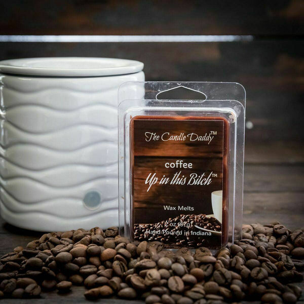 Coffee Up In This Bitch- Funny Fresh Brewed Coffee Scented Melt- Maximum Scent Wax Cubes/Melts- 1 Pack -2 Ounces- 6 Cubes - The Candle Daddy