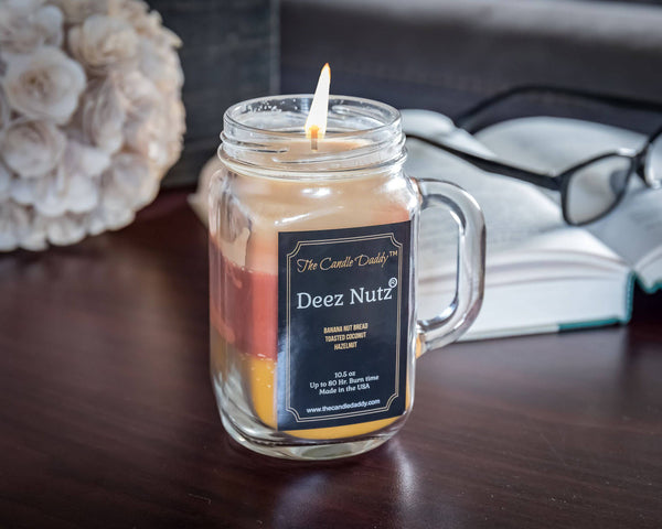 The Original Deez Nutz Candle - Triple Scent Pour - 10 Ounce - 80 Hour Burn Time- The Candle Daddy- Banana Nut Bread-Toasted Coconut-Hazelnut- Made in USA.